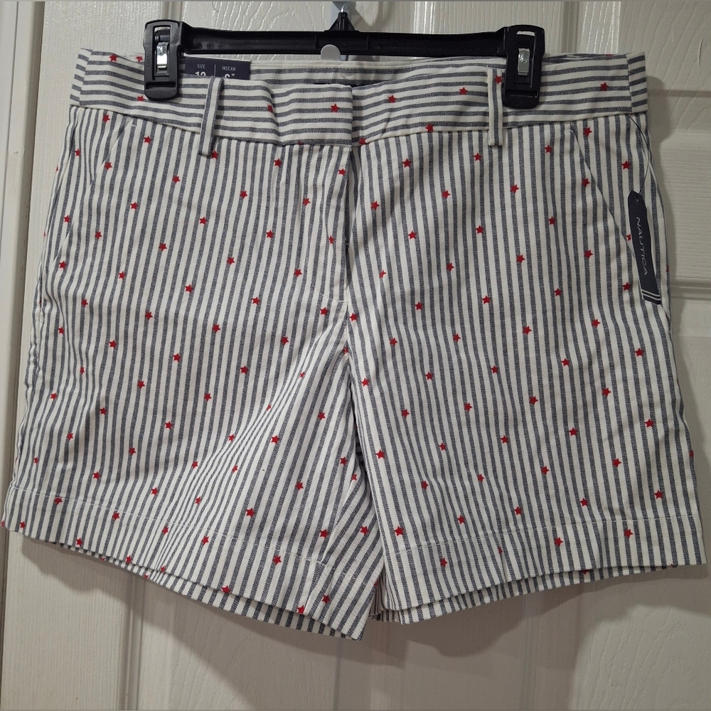 Nautica Women's Striped Shorts with Red Details
